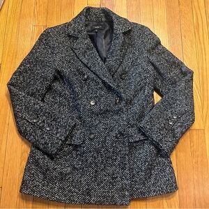 Talbots black and white tweed double breasted jacket blazer